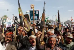 Houthi supporters at a protest