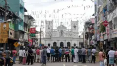 A general view of St. Anthony's Shrine in Colombo on April 29, 2019, a week after a series of bomb blasts targeting churches and luxury hotels on Easter Sunday in Sri Lanka.