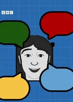 Um desenho de uma pessoa com vários balões de fala em volta