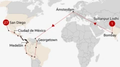 Mapa de la ruta que siguió el inmigrante