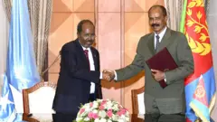 የሶማሊያው ፕሬዝደንት ሐሰን ሼይክ ሞሐመድ እና የኤርትራው አቻቸው ኢሳያስ አፈወርቂ