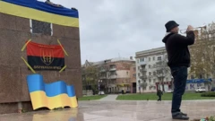 herson'da ukrayna bayrağı 