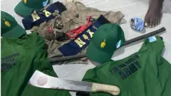 Fotos of matchete, charm and oda tins dem collect from di agitators