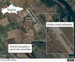 Infográfico mostra localização da base aérea de Belaya