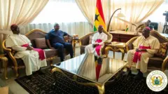 President John Mahama in a meeting with the catholic bishops conference at the seat of government 