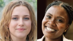 Side-by-side portraits of two realistic-looking women. 