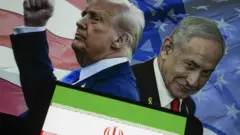 تصویرسازی از ترامپ، نتانیاهو و پرچم جمهوری اسلامی