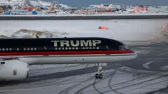 El avión en el que el hijo de Trump visitó Groenlandia en enero de 2025.