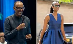 Perezida Paul Kagame n'umukobwa we Ange Kagame mu ifoto yegeranyijwe