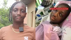 Aworan Tobilọba lori ibusun ni ileewosan ati aworan miran to duro