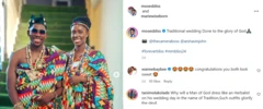 Screengrab of Moses Bliss and wife for dia traditional marriage attire