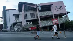 مبنى منهار جزئياً عقب زلزال بقوة 7.8 درجات ضرب جنوب الفلبين، في مدينة جنرال سانتوس، الفلبين، في 8 يونيو/حزيران 2026.
