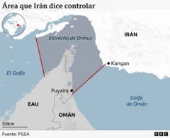 Un mapa que muestra el área de la supuesta "supervisión" iraní.