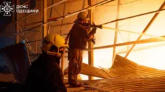 пожарные тушат пожар