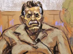 Dibujo de "El Mayo" Zambada durante su juicio en EE.UU.