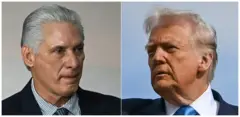 Chủ tịch Cuba Miguel Díaz-Canel (trái) và Tổng thống Mỹ Donald Trump