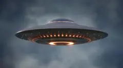 ภาพจานบินที่สื่อถึงยานพาหนะของมนุษย์ต่างดาว 
