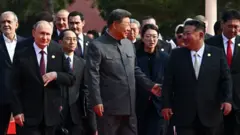 중국 전승 80주년 행사에 참석한 북중러 정상의 모습 