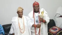 Olubadan ati Ooni lasiko ipade wọn nile Olubadan niluu Ibadan