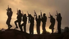 Silhouette image of gunmen