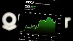 Gráfico mostrando o aumento do preço das ações da Palantir