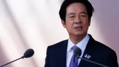 台北總統府前雙十節大會上台灣總統賴清德發表國慶演說（10/10/2025）