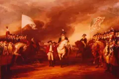 Ilustración de la rendición de Lord Cornwallis
