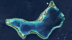 Vista aéreamelhor jogo do esporte da sorteDiego Garcia no Oceano Índico.