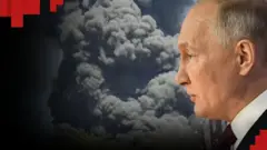 Обличчя Путіна, хмара диму від пожежі на НПЗ у Туапсе - колаж 