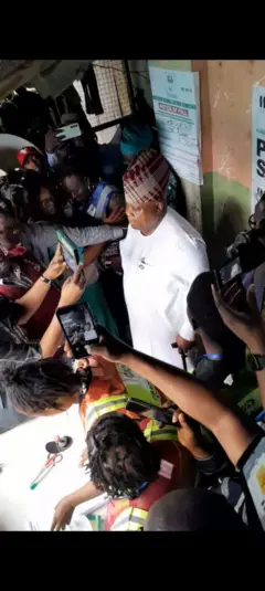 Governor Ademola Adeleke being accredited to vote