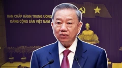 Ảnh minh họa, Tổng Bí thư Tô Lâm và cờ Đảng, cờ Việt Nam phía sau