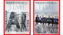 Las dos portadas de la revista Time una al lado de la otra.