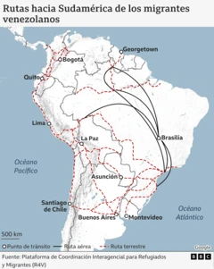 Rutas hacia Sudamérica los migrantes venezolanos