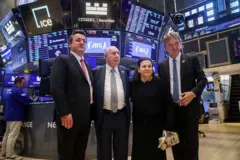 Membros do conselho da JBS SA e da Pilgrims Pride Corp, no pregão da Bolsa de Valores de Nova York (NYSE)