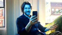 一个男人正在看手机