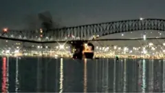 Ship hitting bridge
