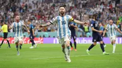 Lionel Messi celebrate Argentina goal against Croatia
