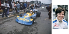 Lella Lombardi no carro Ford March 761 Ford no Grande Prêmio do Brasil de 1976, em Interlagos, São Paulo