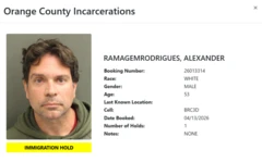 Foto de Alexandre Ramagem em ficha de prisão pelo ICE nos EUA