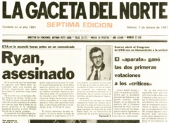 Jornal com a notícia do assassinato do engenheiro José María Ryan, em 1981