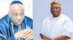 Àwòrán Primate Ayodele wọ aṣọ Àlùfáà àti fìlà aláwọ̀ búlúù àti Adebayo Adelabu wọ aṣọ agbada aláwọ̀ funfun àti fìlà ofi aláwọ̀ Goolu. 