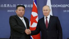 ﻿北朝鮮の金正恩総書記とロシアのウラジーミル・プーチン大統領（2018年）