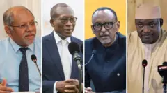 Collage fotos of Seychelles, Benin, Rwanda and The Gambia presidents