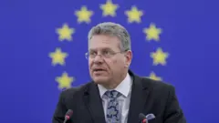 Umukuru w'ubucuruzi muri EU Maroš Šefčovič. Ifoto yo ku itariki ya 6 Gicurasi (5) mu mwaka wa 2025