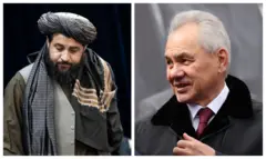 د طالبانو حکومت دفاع وزیر ملا یعقوب مجاهد او د روسیې دفاع وزیر سرګیې شویګو 