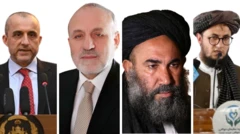 از راست به چب، عبدالله عزام، عبدالسلام ضعیف، عمر داوودزی و امرالله صالح.