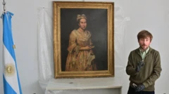 Uno de los curadores que presentó el cuadro recuperado.