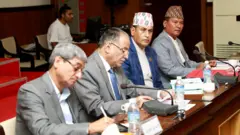 संसद्‌को राज्य व्यवस्था तथा सुशासन समितिको बैठकमा गृहमन्त्री रमेश लेखक, पूर्वप्रधानमन्त्री पुष्पकमल दाहाल, समितिका सभापति रामहरि खतिवडा र समितिका सचिव सुरककुमार दुरा