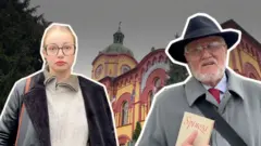 Milana Stojanović i Branko Stamenović ispred Karlovačke gimnazije