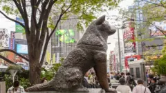 Gunkin Hachiko wanda aka yi a wajen tashar jirigin kasa ta Shibuya da ke Tokyo a shekarar 1948